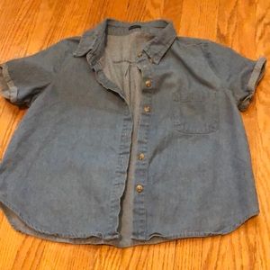 Button up denim short sleeve top